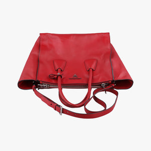 Pre-owned Prada Twin Pocket Winged Tote Red Leather BN2619 shoulderbag | stylenewstar