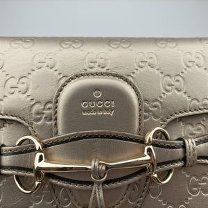 Pre-owned Gucci Emily Golden Leather 295402 shoulderbag | stylenewstar