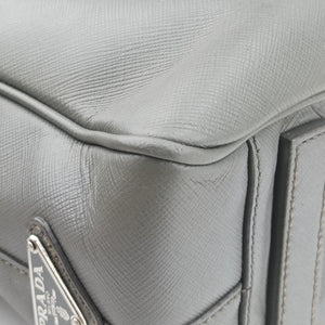 Pre-owned Prada Briefcase Grey SAFFIANO Leather VS305M handbag | stylenewstar
