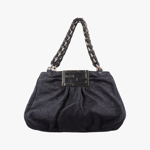 Pre-owned Fendi Mia Black Leather 8BR615 shoulderbag | stylenewstar
