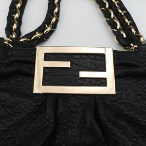 Pre-owned Fendi Mia Black Leather 8BR615 shoulderbag | stylenewstar