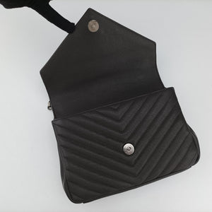 Pre-owned Yves Saint Laurent COLLEGE Grey Leather 487213 shoulderbag | stylenewstar