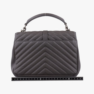 Pre-owned Yves Saint Laurent COLLEGE Grey Leather 487213 shoulderbag | stylenewstar