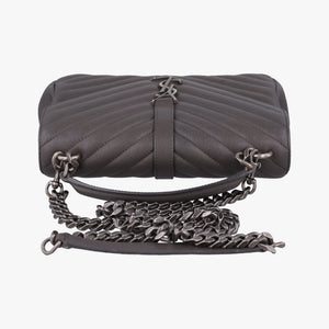 Pre-owned Yves Saint Laurent COLLEGE Grey Leather 487213 shoulderbag | stylenewstar