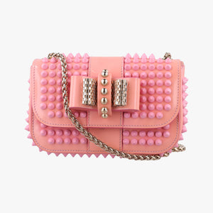 Pre-owned Christian Louboutin Sweet Charity Scarabe Spike Pink Patent shoulderbag | stylenewstar