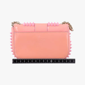Pre-owned Christian Louboutin Sweet Charity Scarabe Spike Pink Patent shoulderbag | stylenewstar