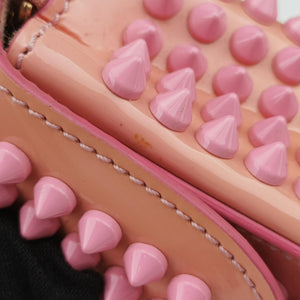Pre-owned Christian Louboutin Sweet Charity Scarabe Spike Pink Patent shoulderbag | stylenewstar
