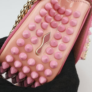 Pre-owned Christian Louboutin Sweet Charity Scarabe Spike Pink Patent shoulderbag | stylenewstar
