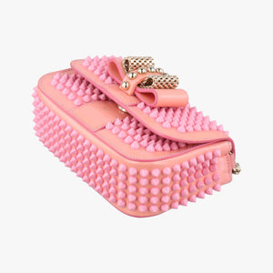 Pre-owned Christian Louboutin Sweet Charity Scarabe Spike Pink Patent shoulderbag | stylenewstar