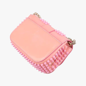 Pre-owned Christian Louboutin Sweet Charity Scarabe Spike Pink Patent shoulderbag | stylenewstar
