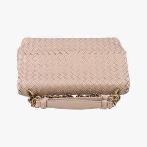 Pre-owned Bottega Veneta Intrecciato Olimpia Beige lambskin shoulderbag | stylenewstar