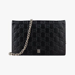 Pre-owned Gucci Guccissima Signature Bowy Black Leather 431408 shoulderbag | stylenewstar