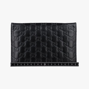 Pre-owned Gucci Guccissima Signature Bowy Black Leather 431408 shoulderbag | stylenewstar