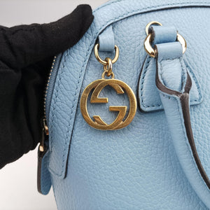 Vintage Gucci Interlocking G charm Dome Blue Leather 449661 shoulderbag | stylenewstar