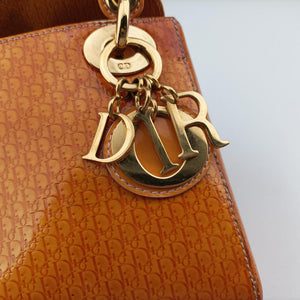 Pre-owned Christian Dior Lady Dior Mini Bag Yellow patent handbag | stylenewstar