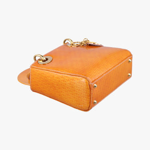 Pre-owned Christian Dior Lady Dior Mini Bag Yellow patent handbag | stylenewstar