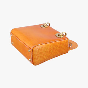 Pre-owned Christian Dior Lady Dior Mini Bag Yellow patent handbag | stylenewstar