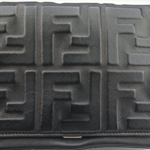 Pre-owned Fendi FF logo Black Leather 7M0299 shoulderbag | stylenewstar