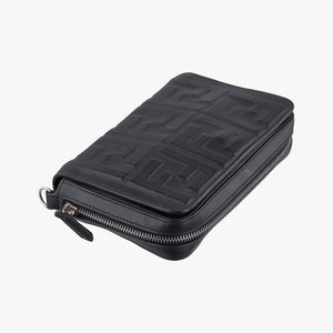 Pre-owned Fendi FF logo Black Leather 7M0299 shoulderbag | stylenewstar