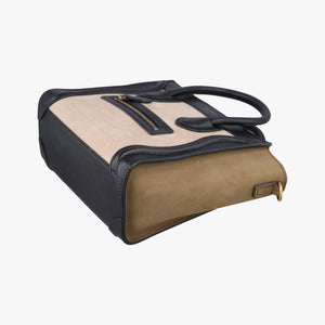 Pre-owned Celine Luggage Mini Shopper Beige×Black×brown Suede × leather handbag | stylenewstar