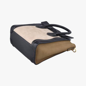 Pre-owned Celine Luggage Mini Shopper Beige×Black×brown Suede × leather handbag | stylenewstar