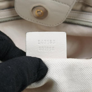 Pre-owned Gucci GG Running White×Brown canvas×leather 247183 handbag | stylenewstar