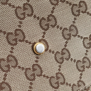Pre-owned Gucci GG Running White×Brown canvas×leather 247183 handbag | stylenewstar