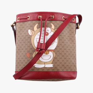 Pre-owned Gucci Doraemon collaboration Brown x red PVC coated canvas×Leather 655597 shoulderbag | stylenewstar