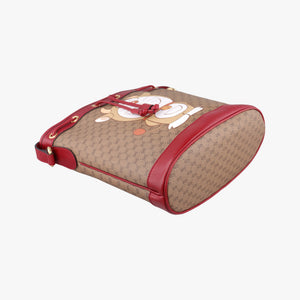Pre-owned Gucci Doraemon collaboration Brown x red PVC coated canvas×Leather 655597 shoulderbag | stylenewstar