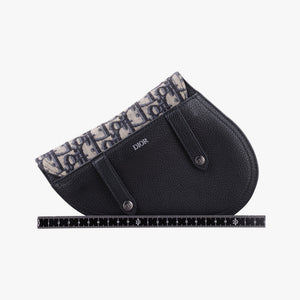 Pre-owned Christian Dior Saddle Gray×Navy×Black Jacquard×Leather bum bag/waist bag | stylenewstar