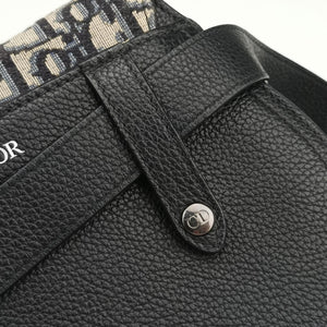 Pre-owned Christian Dior Saddle Gray×Navy×Black Jacquard×Leather bum bag/waist bag | stylenewstar