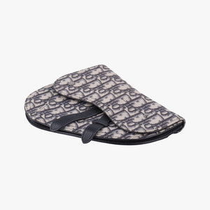 Pre-owned Christian Dior Saddle Gray×Navy×Black Jacquard×Leather bum bag/waist bag | stylenewstar