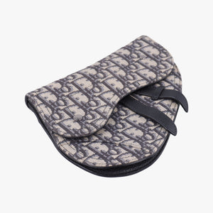Pre-owned Christian Dior Saddle Gray×Navy×Black Jacquard×Leather bum bag/waist bag | stylenewstar