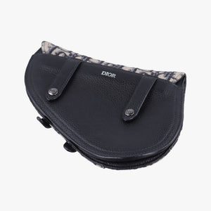 Pre-owned Christian Dior Saddle Gray×Navy×Black Jacquard×Leather bum bag/waist bag | stylenewstar
