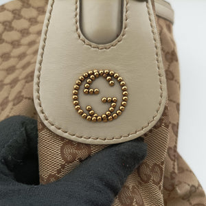 Pre-owned Gucci Guccissima Beige x Brown Canvas×Leather 282297 handbag | stylenewstar