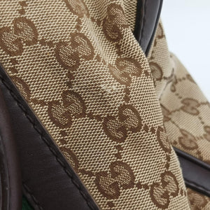 Pre-owned Gucci Sherry Line Brown×Beige×Red×Green canvas×leather 247205 shoulderbag | stylenewstar