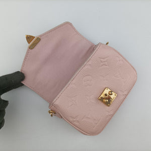 Pre-owned Louis Vuitton Micro Metis Pouch Chain Monogram Rose Pomelo Monogram Empreinte M81389 shoulderbag | stylenewstar