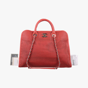 Pre-owned Chanel Up in the Air Perforated French Riviera Orange lambskin A67654 shoulderbag | stylenewstar