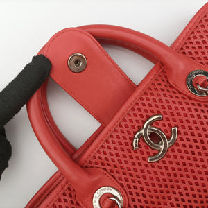 Pre-owned Chanel Up in the Air Perforated French Riviera Orange lambskin A67654 shoulderbag | stylenewstar
