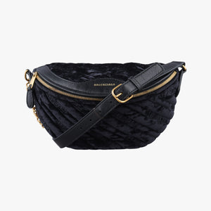 Secondhand Balenciaga Souvenir XS Black Jacquard Velvet bum bag/waist bag | stylenewstar