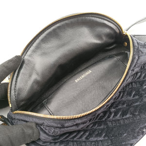 Secondhand Balenciaga Souvenir XS Black Jacquard Velvet bum bag/waist bag | stylenewstar
