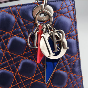 Pre-owned Christian Dior Lady Dior Purple×Orange×Brown Lambskin shoulderbag | stylenewstar