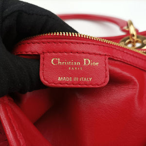 Pre-owned Christian Dior Soft Lady Dior Red lambskin handbag | stylenewstar