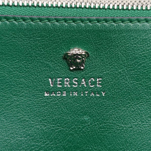 Vintage VERSACE Palazzo Empire Green×Navy×Purple Leather handbag | stylenewstar