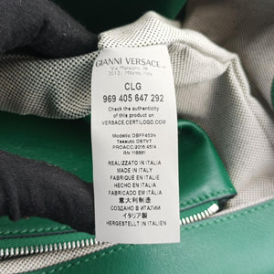 Vintage VERSACE Palazzo Empire Green×Navy×Purple Leather handbag | stylenewstar