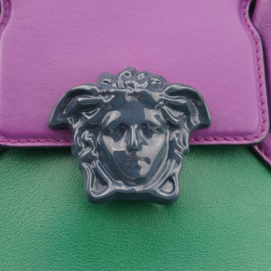 Vintage VERSACE Palazzo Empire Green×Navy×Purple Leather handbag | stylenewstar