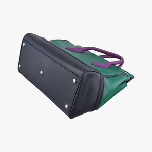 Vintage VERSACE Palazzo Empire Green×Navy×Purple Leather handbag | stylenewstar