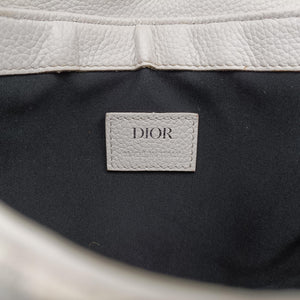 Pre-owned Christian Dior Saddle White Jacquard × Leather shoulderbag | stylenewstar
