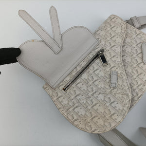 Pre-owned Christian Dior Saddle White Jacquard × Leather shoulderbag | stylenewstar