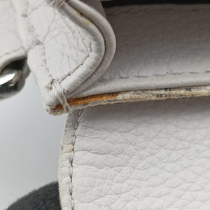 Pre-owned Christian Dior Saddle White Jacquard × Leather shoulderbag | stylenewstar